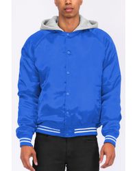 TRUEDAMES - Satin Varsity Bomber Jacket - Lyst
