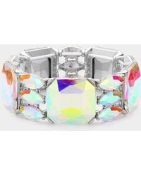 Fashnzfab - Rectangle Marquise Glass Stone Cluster Stretch Evening Bracelet Ab - Lyst