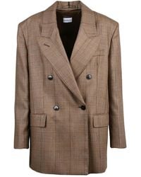 Marella - Checkered Double-Breasted Virgin Wool Jacket - Lyst