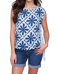 Charlie b - Printed Sleeveless Crew Neck Top With Cord - Lyst