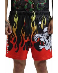 Ed Hardy - Fire Lks Skull Mesh Short - Lyst
