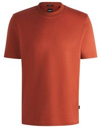 BOSS - Mercerized-Cotton T-Shirt With Micro Pattern - Lyst