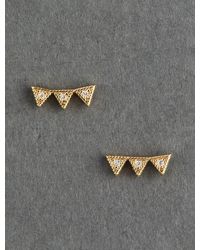 Lucky Brand 14k Gold Plated Pave Stud Earring - Gray