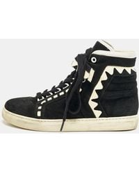Sophia Webster - Monochrome Suede And Patent Leather Riko High Top Sneakers - Lyst