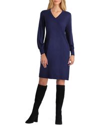 Isaac Mizrahi New York - V-Neck Above Knee Sweaterdress - Lyst