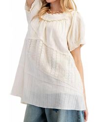 Easel - Lace Mix Mineral Washed Woven Tunic - Lyst