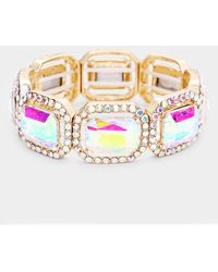 Fashnzfab - Rectangle Crystal Rhinestone Pave Stretch Evening Bracelet Ab - Lyst