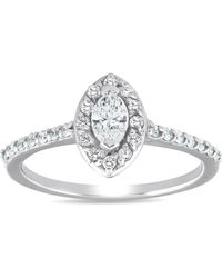 Pompeii3 - 1/2ct Halo Marquise Diamond Engagement 14k White Gold Ring Lab Grown - Lyst