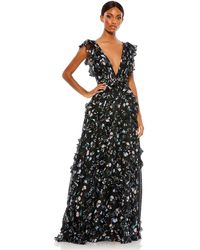 Mac Duggal - Ruffled Floral Print Cap Sleeve Gown - Lyst