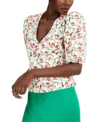 INC - Floral Print Puff Sleeves Wrap Top - Lyst