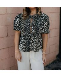 Miou Muse - Leopard Tie Front Top - Lyst