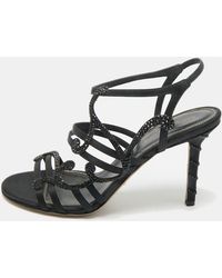 Sergio Rossi - Satin Crystal Embellished Ankle Strap Sandals - Lyst