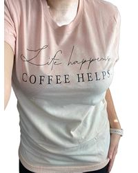 White Label - Life Happens. Coffee Helps. Bleached Tee - Lyst