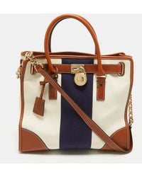 MICHAEL Michael Kors - Tricolor Canvas And Leather Large Hamilton North South Tote - Lyst