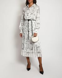 Ermanno Scervino - And Printed Silk Midi Dress With Belt And Lace Details - Lyst