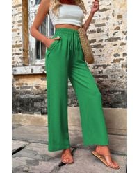TRUEDAMES - Solid Elegant Wide Leg Drawstring Waist Pockets Pant - Lyst