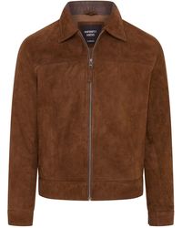 Infinity Leather - Retro Classic Suede Leather Harrington Biker Jacket - Lyst