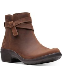 Clarks - Angie Spice Leather Stacked Heel Ankle Boots - Lyst