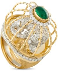 David Webb - Platinum And 18K Diamond And Emerald Cage Ring Dw08-041626 - Lyst