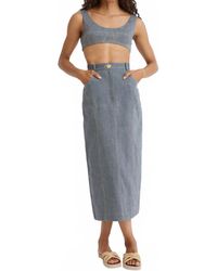 Matthew Bruch - Denim Pencil Midi Skirt - Lyst