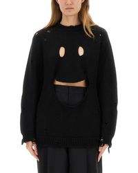 Moschino - Distressed Wool Jersey With Oversized Fit - Lyst