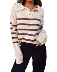 Listicle - Striped Knit Collared Sweater - Lyst