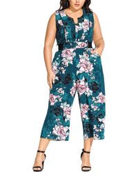 City Chic - Plus Floral Print Wide Leg Jumpsuit - Lyst