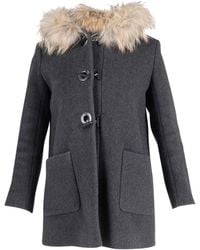 Sandro - Sandro Fur Trimmed Hooded Coat - Lyst