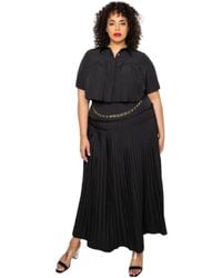 TRUEDAMES - Pleated Cropped Shirt And Maxi Skirt Set - Lyst