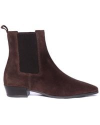 COPENHAGEN - Pointed Toe Calf Suede Ankle Boots - Lyst
