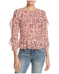 Olivaceous - Floral Print Ruffled Peplum Top - Lyst