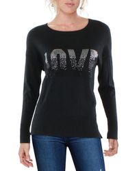 Metric Knits - Embellished Ribbed Trim Pullover Sweater - Lyst