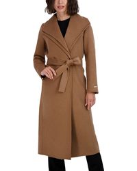 Tahari - Maxi Double Face Wool Blend Wrap Coat, Camel, X-Large - Lyst