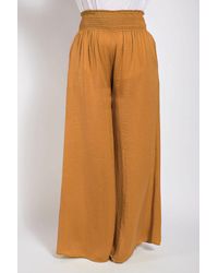 TRUEDAMES - Washed Satin Wide Pants With Waist Smocked - Lyst