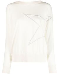 Lorena Antoniazzi - Relaxed Fit Boatneck Knit Sweater With Star Pattern - Lyst