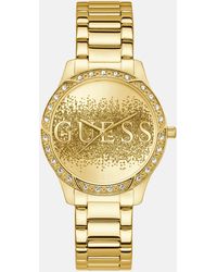 Guess Factory - Rose Gold-tone And White Logo Analog Watch - Lyst