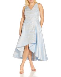 Adrianna Papell - Plus Metallic Tea-length Cocktail And Party Dress - Lyst