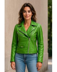 Infinity Leather - Aqua Classic Brando Biker Leather Jacket - Lyst
