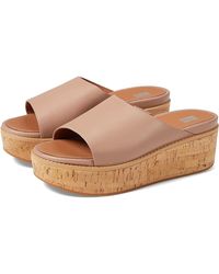 Fitflop - Eloise Ft5-137 Slides Sandals Leather Cork Wrap Wedge - Lyst