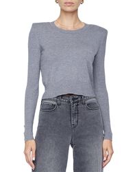 L'Agence - Sky Button Detail Crop Crew Top - Lyst