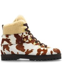 Odissi - Calfskin And Wool Boots With Eyelets - Lyst