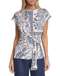 Halston - Short Sleeve Printed Top - Lyst