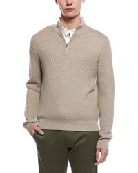 Bruno Magli - Textured 1/4-Zip Merino Wool Mock Neck Sweater - Lyst