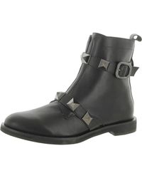 All Black - Pyramid Stud Leather Upper Casual Ankle Boots - Lyst
