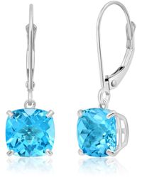 MAX + STONE - 14k Solid White Gold Gemstone Dangle Leverback Earrings (8mm) - Lyst