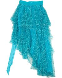 Rodarte - Floral Lace Asymmetrical Skirt - Teal - Lyst