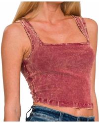 Zenana - Square Neck Cropped Cami - Lyst