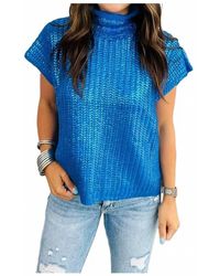 She + Sky - Metallic Ribbed Sweater Tank Top - Lyst