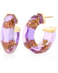 Gold & Honey - Faceted Lucite Huggie Hoop Earrings - Lyst