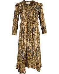 Ba&sh - Snake Print Ruffled Midi Dress - Lyst